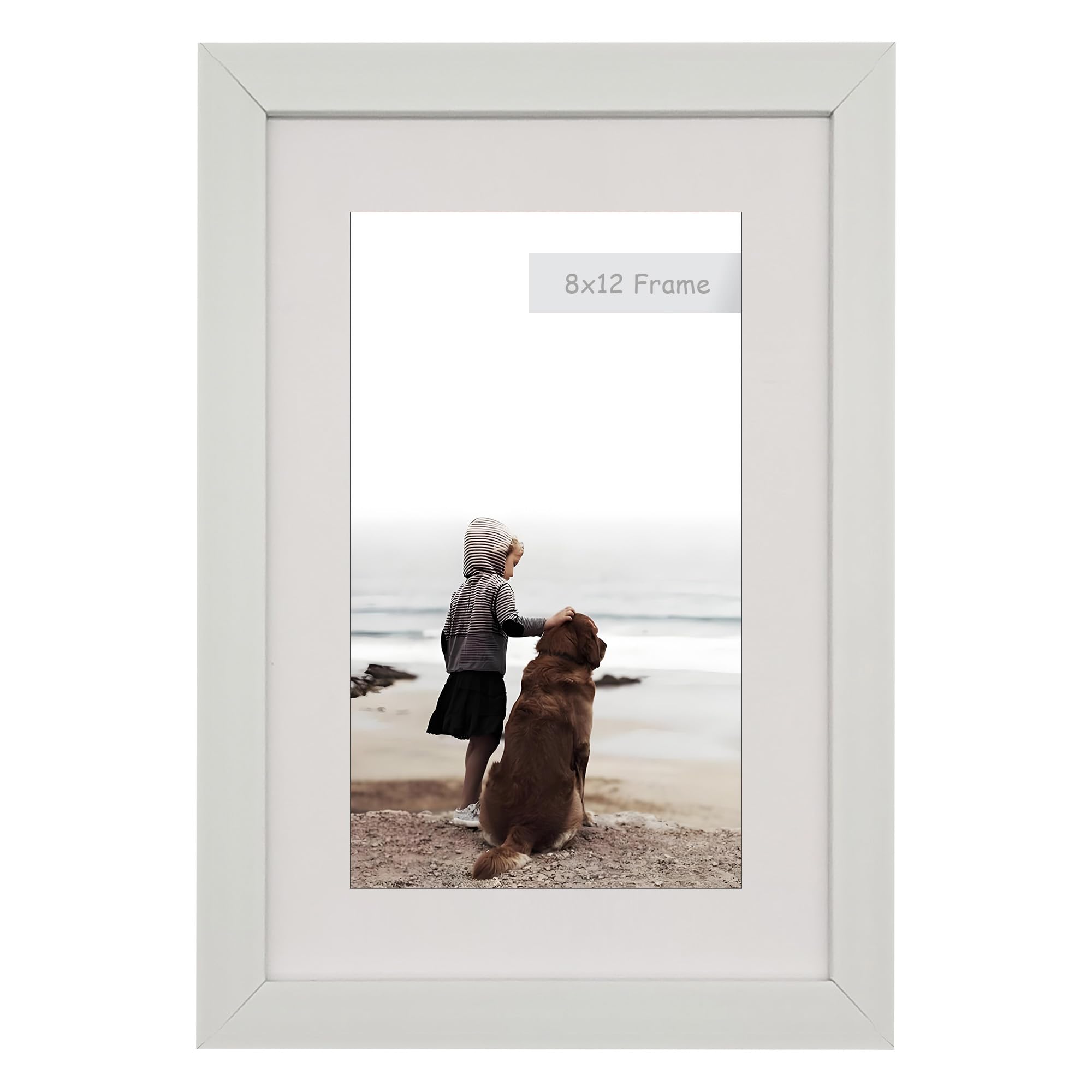8x12(20.3x30.4CM) Photo Frame Gallery Picture frame with 6x10 mat,Freestanding and Wall Mountable,White