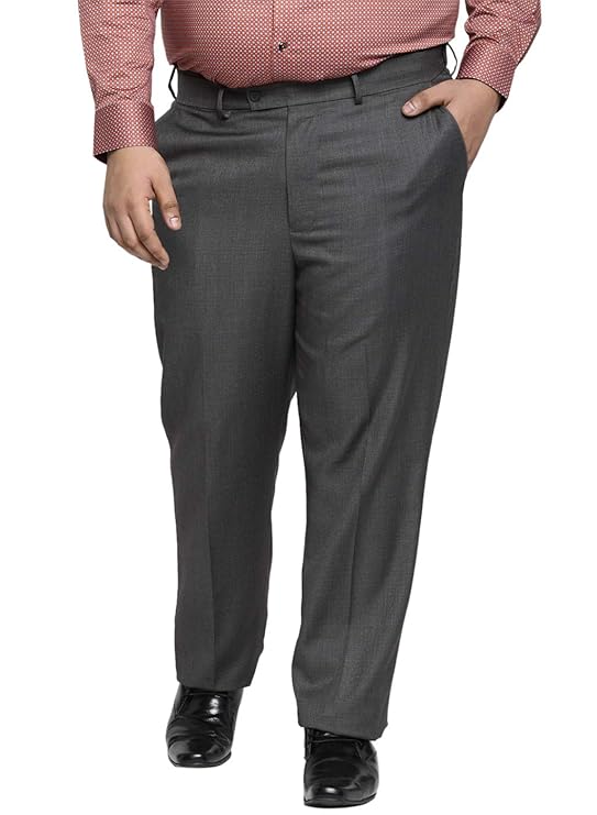 Buy aLL Plus Size Men's Straight Fit Formal Trousers at Amazon.in