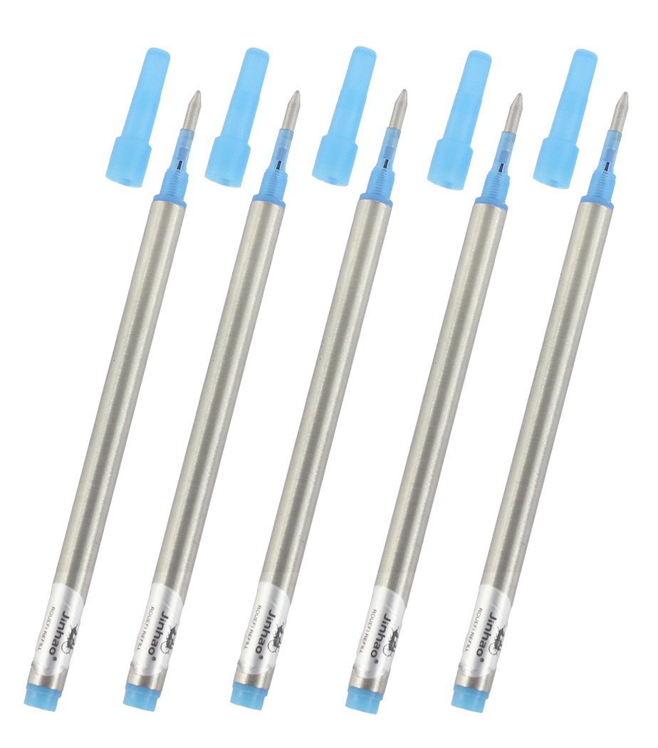 Gullor Spiral Refills Screw Refills Fit Jinhao Rollerball Pen, Blue Ink, 0.7mm, Set of 10 PCS