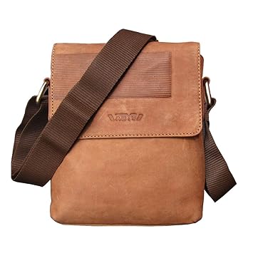 ABYS Tan Genuine Leather Messenger Bag||College Bag||Travel Pouch||Passport Pouch for Men & Women