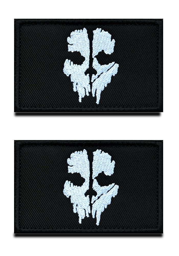 2 PCS Tactical Patch Compatible with Call of Duty Skull Patch Hook and Loop Embroidery Morale Military Applique Patch for Backpacks,Clothes,Vest,Coat,Uniforms