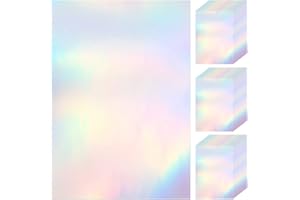 NEZYO 60 Sheets Holographic Laminate Sheets Clear Glitter A4 Size Vinyl Sticker Paper Holographic Overlay Self Adhesive Waterproof Transparent Film, 11.7 x 8.3 Inch (Rainbow)