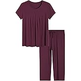 Latuza Women's Pleated Loungewear Top and Capris Pajamas Set