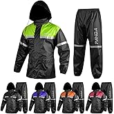 Motorcycle Rain Suits for Men & Women All Season Waterproof 2 Pieces Fishing Hiking Outdoors Reflective Windproof Biker Suits