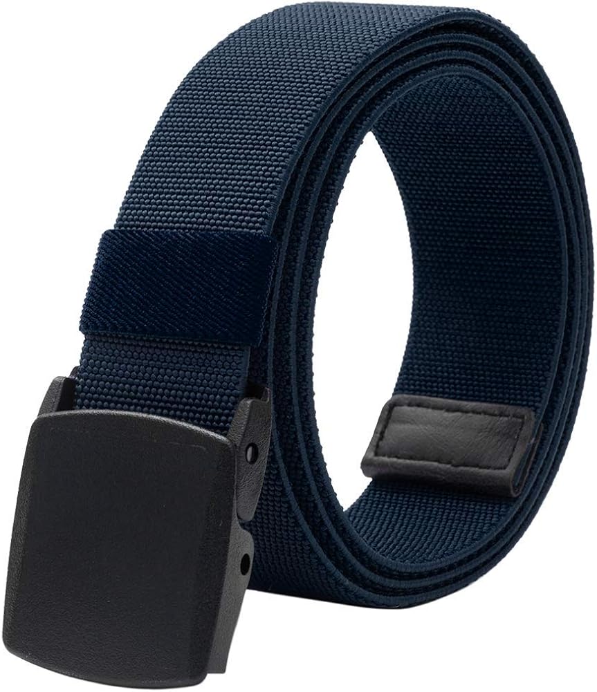 LionVII Men Elastic Stretch Canvas Belt with Plastic Buckle