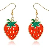 Strawberry Earrings for Women, Cute Fruits Dangle Earrings, Fashion Jewelry for Spring Summer Party Accessories Gifts