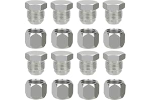 JROUTH JIC 06 Hydraulic Cap and Plug Hose Tube and Pipe Fitting Kit, 37 Degree Pipe Fitting Kit Cap and Plug Kit(8 Sets）