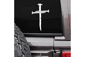 MAZ DISTRIBUTIONS – Cross of Nails Sticker – Vinyl Christian Sign Decal for Laptop – Removable Waterproof Sticker for Waterbottle – Useable Indoor and Outdoor– Easy use for Car, Van, & Window- MAZ 427