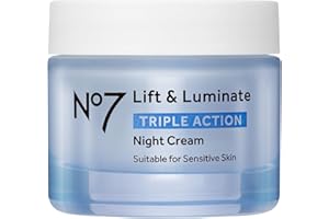 No7 Lift & Luminate Triple Action Night Cream - Anti-Wrinkle, Collagen Peptide Moisturizer with Skin Firming Hyaluronic Acid & Hibiscus - Helps Even Skin Tone for a Radiant Complexion (1.7 Fl Oz)