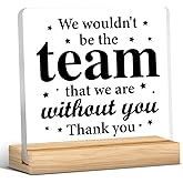 Team Gifts for Coworkers Employees, Thank You Team Gifts Acrylic Sign with Wooden Stand Birthday Christmas Thanksgiving Day Keepsake Present Home Office Tabel Shelf Desk Decor