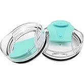 dscvr 2 Pcs Tumbler Replacement Lid Spill Proof, Shatter Resistant, Perfect Fit Lids Compatible with YETI Rambler, Ozark Trails,Fits Inside Diameter of 3.2 inch Tumbler (20 oz., Teal)
