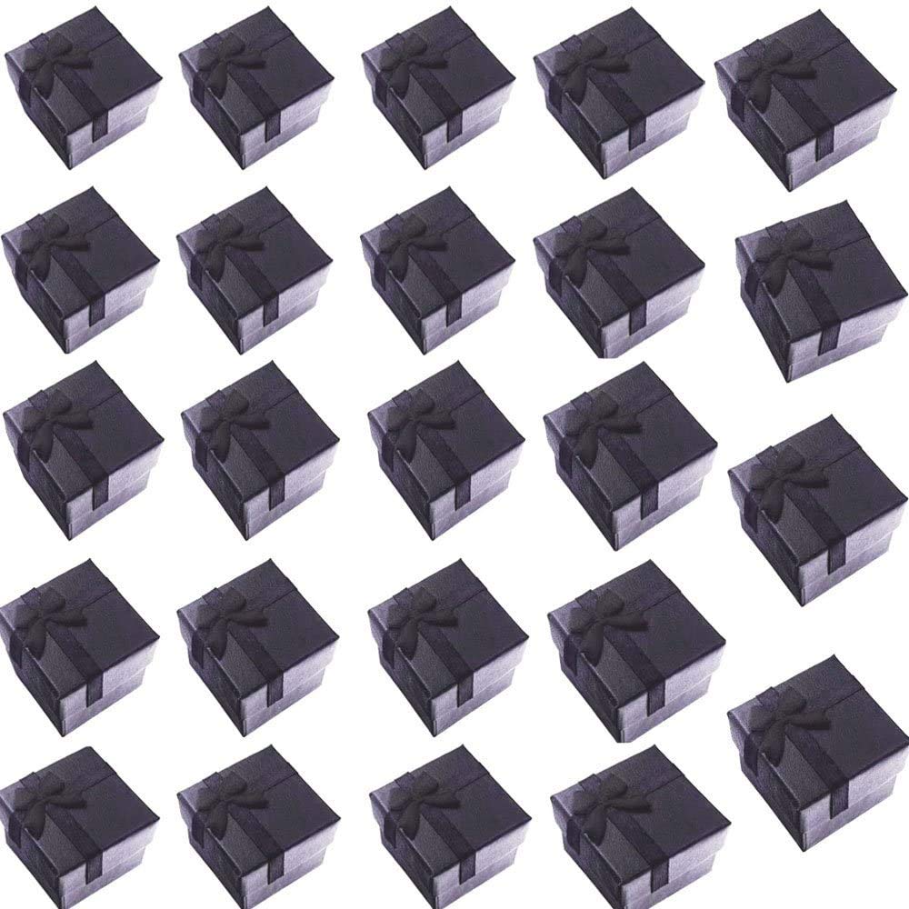 Glitterymall 24PCS Cardboard Jewelry Bangle Gift Boxes Ring Earrings Pendant Box Holder Black or White Insert