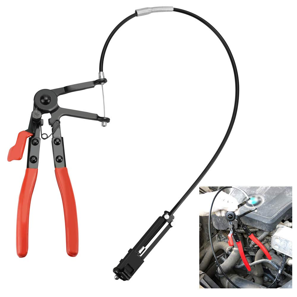 Favengo Car Hose Clamp Pliers Flexible Spring Clamp Pliers Long Reach Hose Grip Plier 24" Cable Snap on HoseClamp Plier Car Maintenance Repair Tools for Fuel Pipes, Oil Water Pipes, Radiator