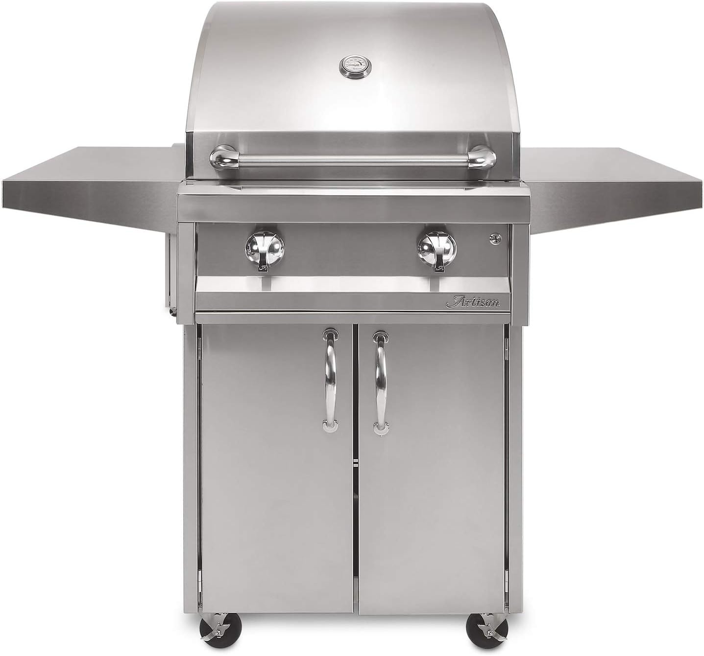 Review Artisan American Eagle Series 26Inch Gas Grill with Double Side Burner on Cart, Propane