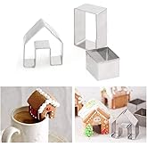 KALAIEN 3Pcs Stainless Steel Christmas Mini House Mold Gingerbread Cookie Cutter Set Cupcake Chocolate House (Small)