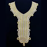 1pcs Craft Gold Collar Venise Sequin Floral Embroidered Applique Trim Decorated Lace Neckline Collar Sewing Accessories