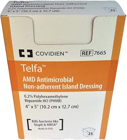 Amazon Com Telfa 7665 Amd Antimicrobial Non Adherent Island Dressing Box Of 25 Health Personal Care