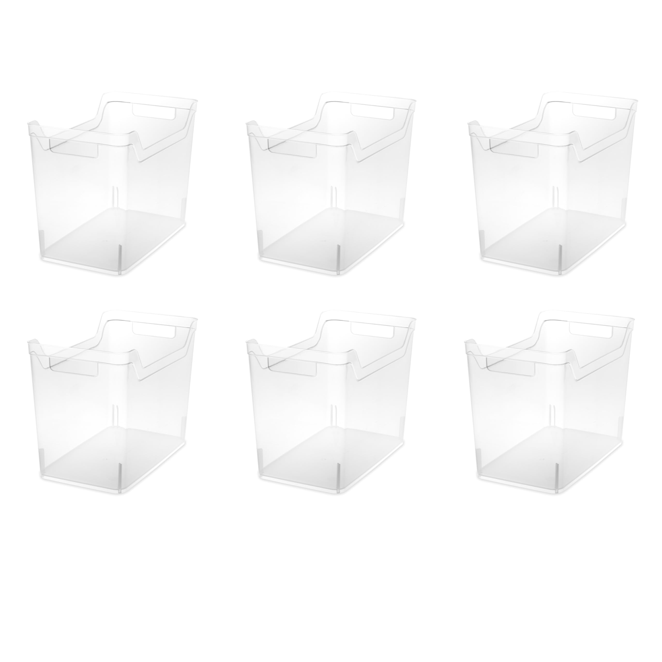 Photo 1 of Sterilite Medium Shelf Bin with Handles, Plastic Storage Container for Organizing Shelving, Closet, Pantry, and Countertops, Clear, 6-Pack