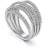 ENDLESSNESS & ETERNITY Intertwined Criss-Cross CZ Cubic Zirconia Multi-Row Twist 14K Gold Plated Wedding Band Ring Chunky Statment Ring