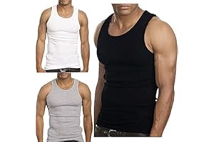 Goyoma Multipacks Mens 100% Cotton Tank Top White/Black Wife Beater A-Shirt Undershirt