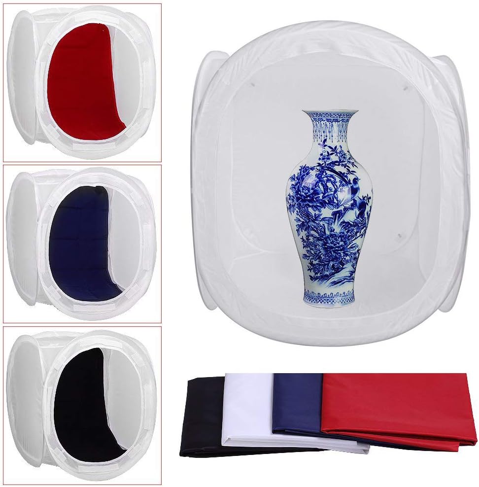 90 cm / 35 Inch Photo Studio Tent Light Kit Cube Soft Spread Box with 4 Colours Backdrops (Red Dark Blue White Black) for Photography (90 x 90 cm) - Image 3