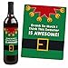 Big Dot of Happiness Ugly Sweater - Holiday and Christmas Wine Bottle Label Stickers - Set of 4