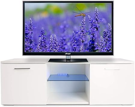 Amazon Com Joolihome White Tv Stand Console Cabinet Led Shelves
