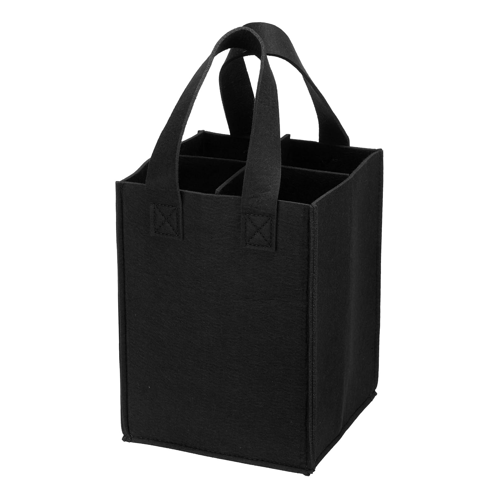 PATIKIL 4 Bottle Wine Carrier Tote Bag, Wine Bottle Carrying Bag with Divider Reusable Wine Storage Bag Felt Grocery Bags Portable Gift Bag, Black