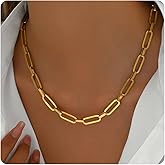 Mauzew 18K Gold Plated Chunky Chain Necklace for Women Thick 8mm Cuban Curb Chain Green CZ Pendant Toggle Necklace Trendy Jewelry Christmas Gifts