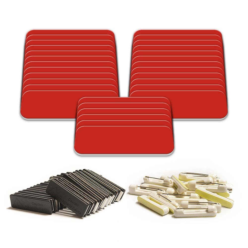 25 Blank Plastic Name Tags with and Pin Fasteners