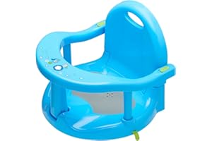 DAOLUAN Foldable Baby Bathtub Seat, Non-Slip Bath Chair for Sitting Up, Cute Shape With Suction Cups for 6-18 Months (Pure Blue)