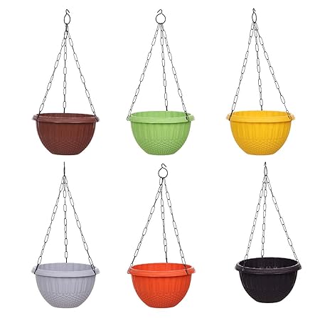 AASHU Hanging planters with Chain (Multicolor-Pack of 6)