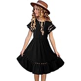 blibean Tween Girls Embroidery Sleeve Dress Summer Outfits 6-15 Years