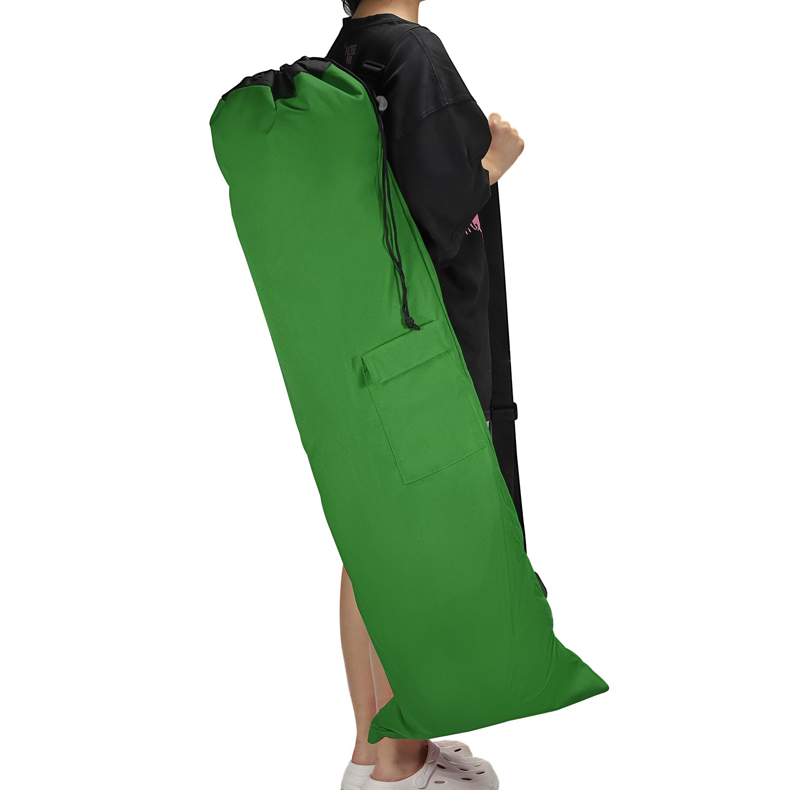 PATIKIL 47 Inch Camp Chair Replacement Bag, Foldable Camping Chair Bag 900D Oxford Large Mouth Carry Bag with Adjustable Shoulder Strap & Side Pocket for Outdoor Camping, Green