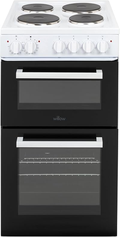 Willow WE50TSW 62L Freestanding Electric Cooker 50cm Twin Cavity White