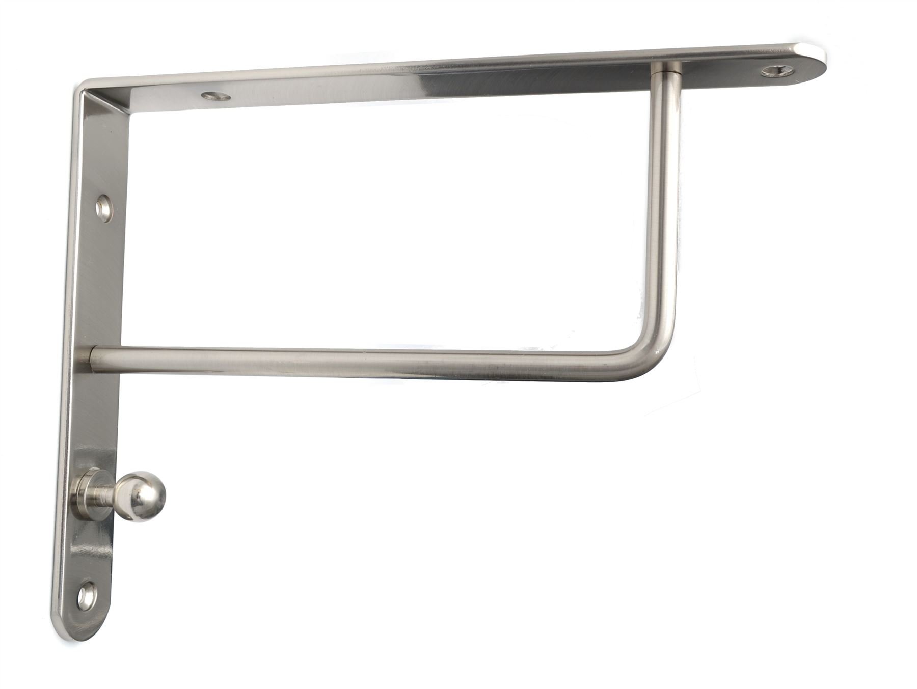 Pair Brushed Chrome Fixed Shelf Brackets Supports with Fixings 026