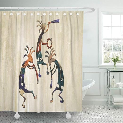 Amazon Com Semtomn Shower Curtain Eddart Kokopelli Musician Trio