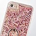 iPhone 7 Case Crystal Clear Quicksand Liquid - JAZ Finger Ring Stand Ultra Thin Soft Transparent Plastic Floating Luxury Bling Glitter Sparkle Diamond Case for iPhone 7 /iphone 8 (Diamond Pink)