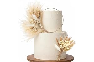 Sinmoe 2 Pcs Boho Cake Topper Decorations Cake Topper Wreath Hoop Decor Various Dried Flower Pampas Grass Decor for Bohemian Birthday Wedding Bridal Party Decorations Supplies (Elegant Style)