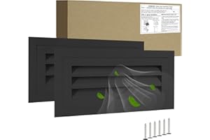JONRIOX 16"*8" Gable Vent,Aluminum Alloy Wall Vent Shed Vents,with Removable Strainer and 180 Degree Opening Angle.Ideal for Attic,Shed,Garage,Play House,Coop.[Inside Dimensions:14"w X 6"h]-Black 2 Pack
