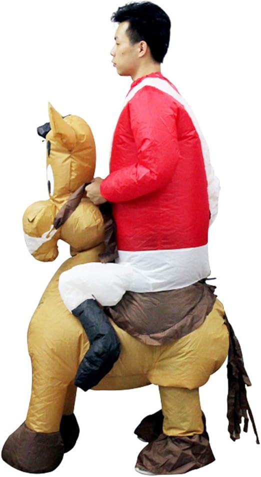 Funny man riding a cute donkey inflatable costume, Christmas/Halloween