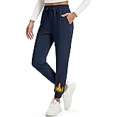 MAGCOMSEN Women's Fleece Lined Joggers Waterproof Thermal Winter Sweatpants Insulated Hiking Running Snow Pants Pockets