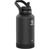 Takeya 64 oz Actives Stainless Steel Water Bottle with Straw Lid &ndash; Leakproof, Double-Wall Insulated, Keeps Drinks Cold 24 hrs/Hot 12 hrs, BPA-Free, Powder-Coated, Gym &amp; Travel, Onyx