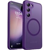 CANSHN Magnetic Shockproof for Samsung Galaxy S23 Case Deep Purple | Full Camera Protection, Compatible with MagSafe, Translucent Matte, Military-Grade Protection, Scratch Resistant, Slim Fit