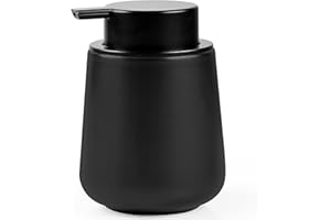 Bosilunlife Black Lotion Dispenser - 12Oz Ceramic Soap Dispenser Bathroom Refillable Liquid Hand Wash Dispenser for Bathroom Kitchen Dish Soap Dispenser with Easy-to-Press Pump