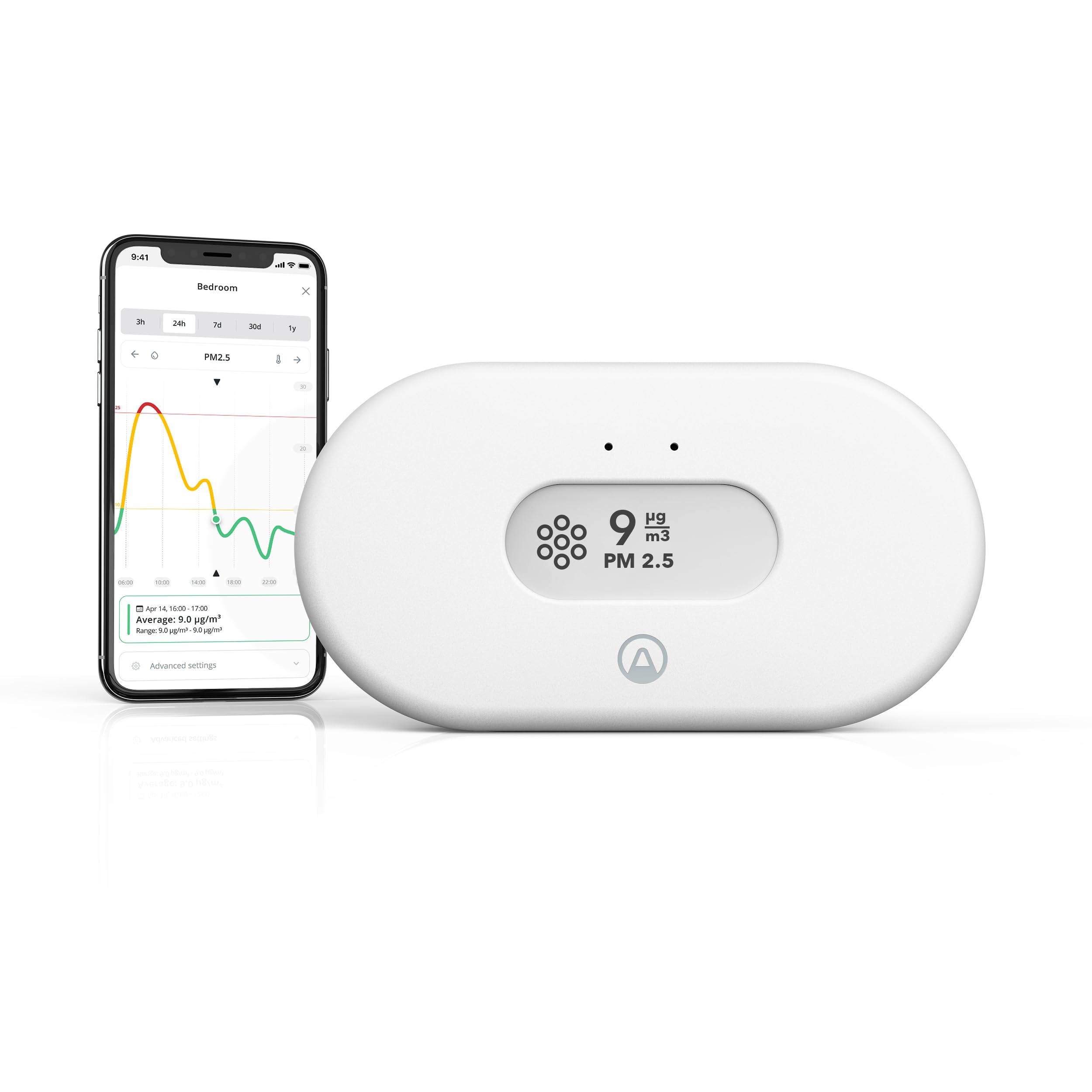 Airthings View Pollution 2980 - Air Pollution Monitor (Fine Dust, Humidity, Temperature) with WiFi Connection, Hub Functionality andamp; Calm Tech Display