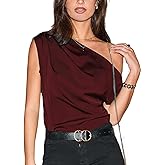 CUPSHE Womens Off Shoulder Blouses Shirts Short Sleeve Asymmetrical Going Out Blouses Tops Shirts