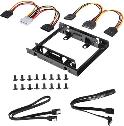 DEEPFOX 2.5" SSD HDD to 3.5" Bay Mounting Bracket Adapter Kit w/SATA Cable