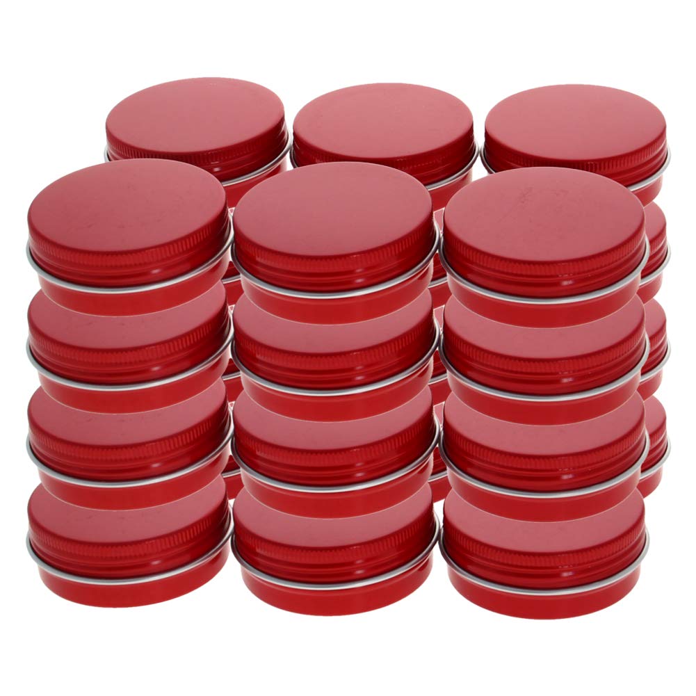 Othmro 24pcs Aluminium Tin Jars, 1oz Small Containers Tins with Screw Lids, Empty Can Travel Tins for Candles, Cosmetic, Soap Red (30ml/1oz)