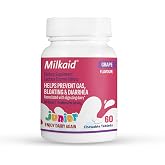 Milkaid Junior Lactase Enzyme Chewable Tablets for Lactose Intolerance | Prevents Gas, Bloating, Diarrhea in Children| Fast Acting Dairy Digestive Supplement for Kids| 60 ct (60 Tablets, Grape)